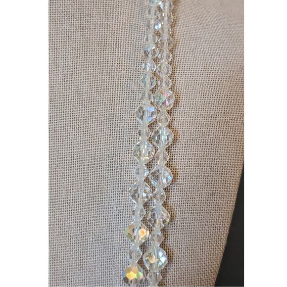 50s Long Two Strand Graduated Aurora Borealis Necklace W/ Hook Clasp - Picture 3 of 12
